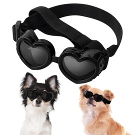 Dog Sunglasses Glasses for Small Breed, Dog Goggles Puppy Sunglasses for UV Eye Protection Anti-Fog Snowproof Wind Dust, Adjustable Doggy Pet Sunglasses for Motorcycle Riding Driving (Black)