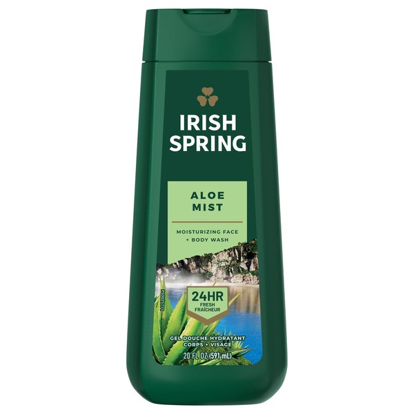 Irish Spring Men's Body Wash Shower Gel, Aloe Vera - 20 fluid ounce (Pack of 6)