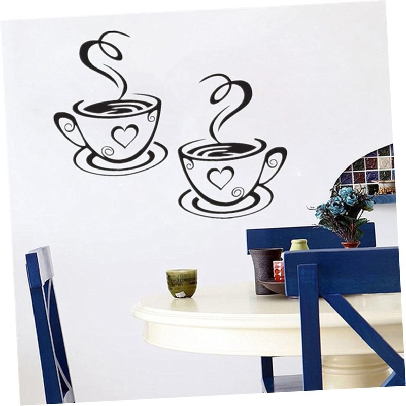 KONTONTY Sticker Wall Decals 5 Pack Cup Stickers 31x19cm Black