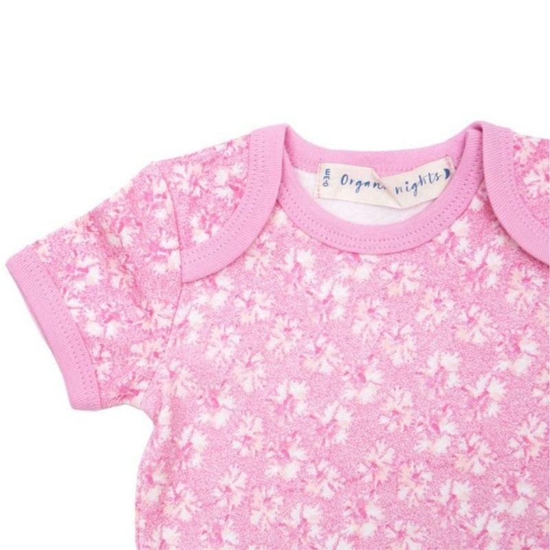 Organic Cotton Summer Short-Sleeve Onesie - Coral in Pink, 3-6