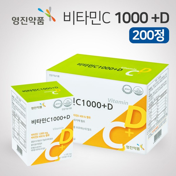 Youngjin Pharmaceutical 40s 50s Antioxidant Bone Health Vitamin C Plus 1000 Vitamin D3 200 tablets / 영진약품 40대 50대 항상화 뼈건강 비타민C 플러스 1000 비타민D3 200정