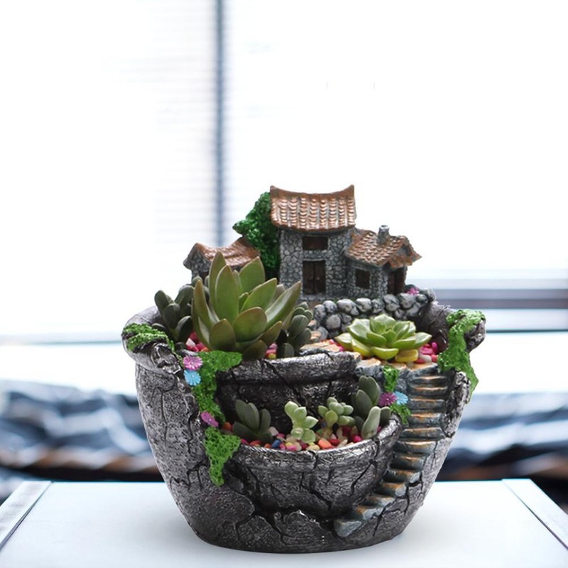 Plants Pot Succulent Plants Pot with Sweet House Flower Basket