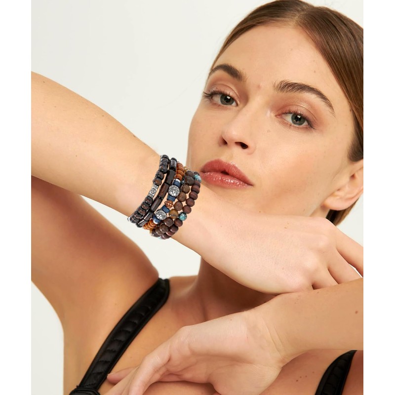 GAUEIOUR 5PCS Boho Beaded Bracelets for Woman Man Multicolour Retro