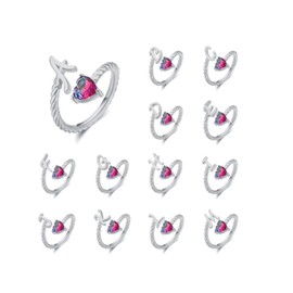 Stocking Stuffers Holiday Outfits for Women 2024 Silver Rings for Women Adjustable Heart Initial Ring Silver Letter Finger Ring Rhinestone Heart Rings Silver Stackable Rings Adjustable Open Rings for Women