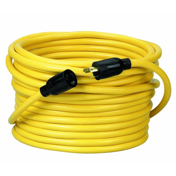 Coleman Cable 90288802 50ft 12/3 STW Twist-to-Lock Ext Cords L5-20P/R, 50', Yellow