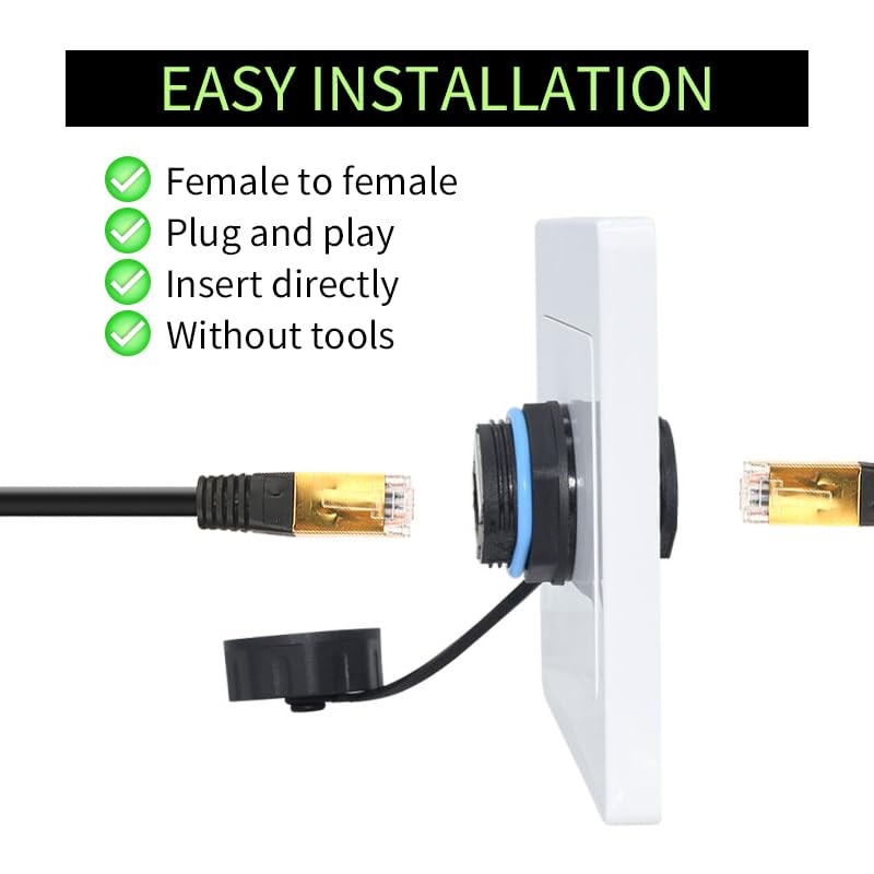 RJ45 Panel Mount Waterproof Connector IP68 Cable Connector, Female to