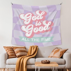 XLDLIOO Christian Boho Classroom Wall Tapestry, God Is Good All the Time Wall Tapestry Hanging for Bedroom, Bible Verse Colorful Welcome Tapestries Wall Decor Art for Kids Dorm Living Room 60x50in