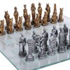 Pacific Giftware Romans Vs Egyptians Chess Set with Glass Board