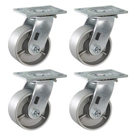 HANDSAMMU 4X2 Heavy Duty Caster Steel Cast Iron Wheel - Industrial Caster Wheels, Set of 4 with up to 3200LB Capacity - Widely use for, Tool Box and Workbench (4 Swivel)