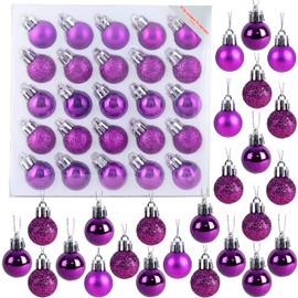 Christmas Concepts® Pack of 25-25mm Mini Christmas Tree Baubles - Shiny, Matte & Glitter Decorated Baubles (Purple)