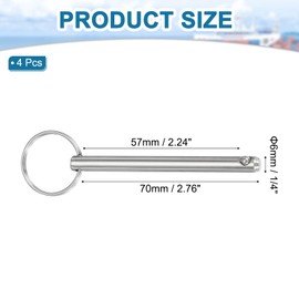 MECCANIXITY Quick Release Pins, Dia 1/4"(6mm) Usable Length 2.24"(57mm) Total Length 3.62"(92mm) Bimini Top Pins Marine Hardware Carbon Steel for Boat Accessories, Pack of 4