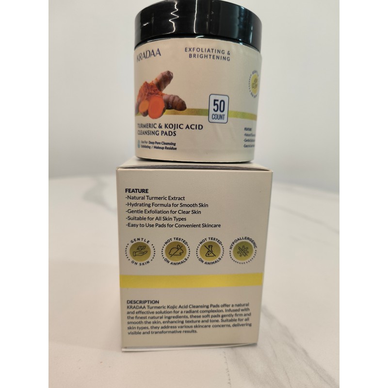 KRADAA TURMERIC & KOJIC ACIDCLEANSING PADS,Make-up removing preparations,Lab Tested –