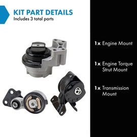 TRQ 3pc Engine & Transmission Mount Kit for 2007-2010 Ford Edge Lincoln MKX
