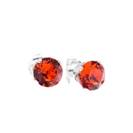 pewterhooter Women’s Sterling silver stud earrings made with sparkling Hyacinth Orange crystals with gift box.