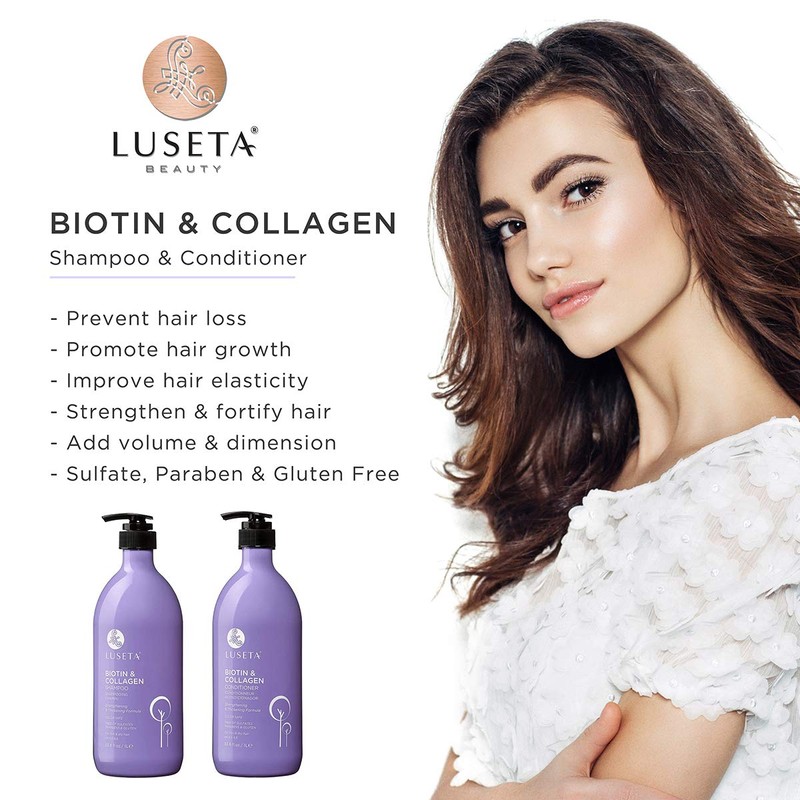 Biotin & Collagen Shampoo Conditioner Set,Thicking Shampoo for Hair Loss