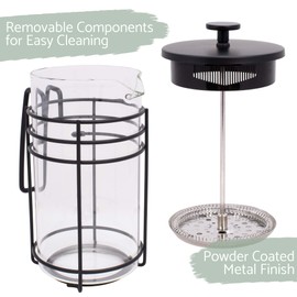 Elanze Designs Black 1 Liter Glass and Chrome Plated French Press Coffee and Loose Leaf Tea Maker