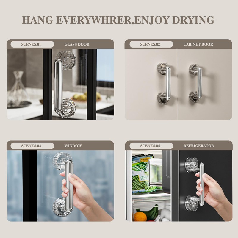 Tyothimm Suction Cup Door Handle, Waterproof Suction Cup Handle, Transparent