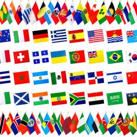 LZXING 226 Countries International Flags of the World Small Mini Hand Held Flags on Stick,All Countries Flags,8.2 x 5.5 Inch