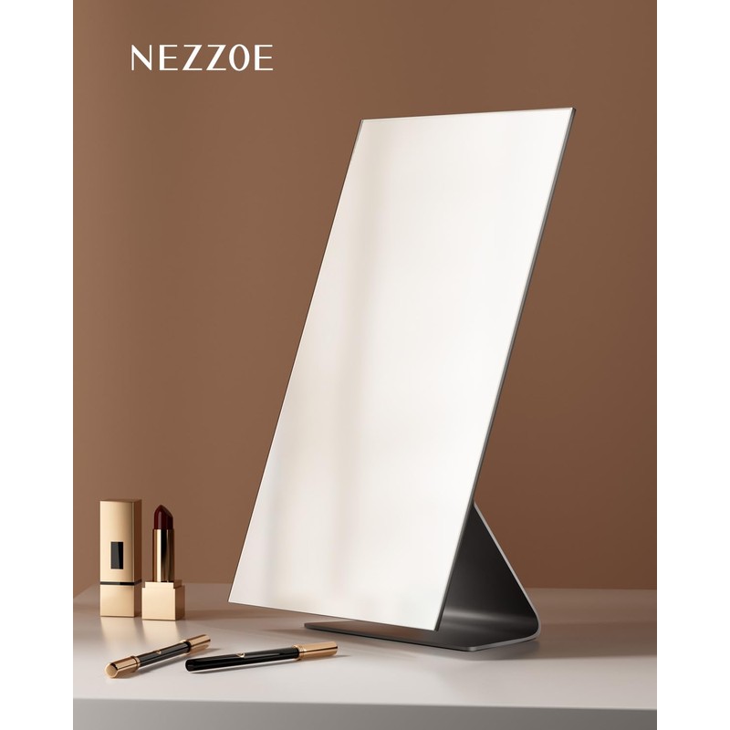NEZZOE Rectangular Makeup Mirror, 12 Inch Metal Desk Mirror, Table