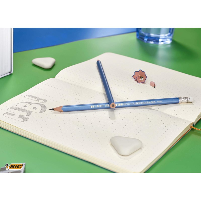 Bic - Evolution Triangle - Triangular Pencils with Integrated Eraser