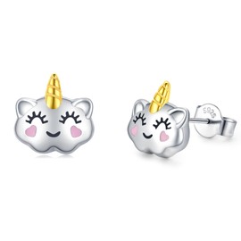 Unicorn Earrings for Women S925 Sterling Silver Hypoallergenic Unicorn Stud Earrings Cute Unicorn Jewellery, Sterling Silver
