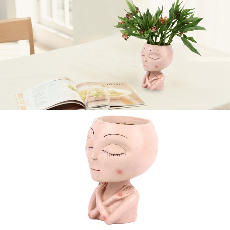 Face Head Planter Succulent Plant Flower Pot Resin Container Face