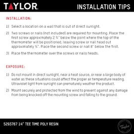 Taylor Tee Time Poly Resin Indoor and Outdoor Clock and Thermometer, Home Decor for Garden, Patio, Pool, and Indoor Areas, 14-inch, Green