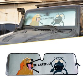 MusixiA Windshield Sun Shade Fit for Wrangler JK 2007-2017 2/4 Doors, Shade Heat Shield Sunshade Sun Visor Protector Car Window Shade