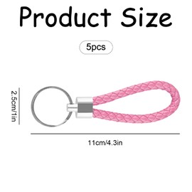 Bojueshaw 5pcs Braided PU Leather Keyring Strap,Woven Rope Keyring,Car Key Chain Ring Key Fob for Car Keys,DIY Bag Pendant,Multicolor