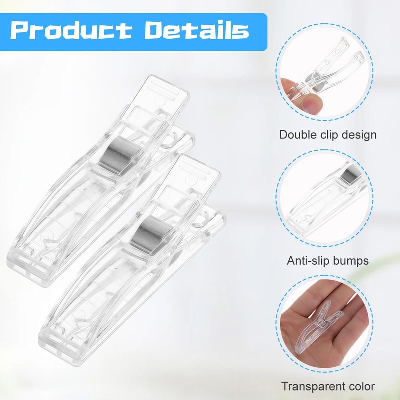 24Pcs Clear Plastic Pleated Paper Blinds Clips, Temporary Window Blinds