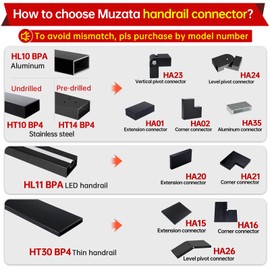 Muzata HT10 HL10 HT14 Flat Handrail Accessories - 4Pack 100mm Extension Connector High Strength POM Handrail Fitting, HA01 BNP