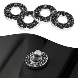 4PCS Rhinestones Pull Rod Bolt Car Decor, Crystal Car Stickers Sparkly Door Bolt Cap Decals Bling Car Accessories for Women, Compatible with Benz E-Class A-Class B-Class C-Class/GLC/GLA/GLK(Black)