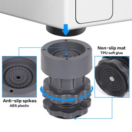 Washing Machine Anti Vibration Support Pads, Shock and Noise Cancelling Adjustable Washer Feet Antivibration Stabilizer, Washer & Dryer Pedestals Universal Refrigerator Bed Stacking Kit (4PCS)