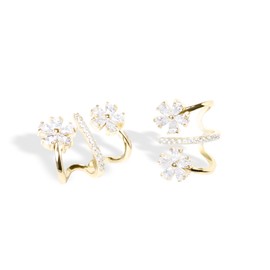 RuriBodeum Flower Claw Earrings 18K Gold-Plated Ear Wrap Earrings Hoop Earrings for Women Hypoallegenic