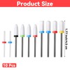 Wanmu 10Pcs Ceramic Nail Drill Bits, 3/32 Professional Acrylic Nail