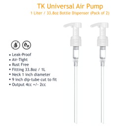(Pack of 2) TK Universal Pump Dispenser (No Rust) for Shampoo and Conditioner Bottle Pump Dispenser Fits 1L Bottles (33.8oz)
