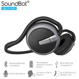 Soundbot SB221 HD Wireless Bluetooth 4.0 Sports-Active Headphones for 20Hrs Music Streaming & 25Hrs HandsFree Calling with Sweat Resistant Ergonomic Secure-Fit Design & Voice Command Support, Black