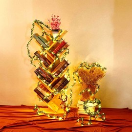 Kitstar 50LEDs Warm White Tiny Leaf Green Garland Timer Function Fairy String Light for Christmas Holiday New Year Garden Décor 16.6ft, Battery Operated