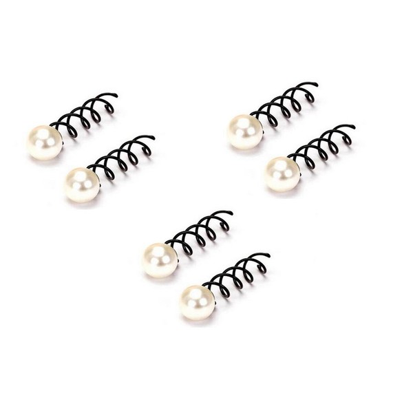 6 Pearl Spiral Spin Screw Pin Hair Clip Twist Barrette Hair Styling for DIY Salon Hair Style Designed