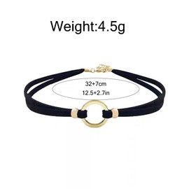 Black Velvet Ribbon Choker Necklaces, Adjustable Layered Gold Circle Charm Choker Necklaces Minimalism Statement Jewelry Gifts for Women Teen Girls (Gold)