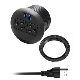Desk Power Grommet Outlet, Recessed Power Strip Socket with USB, Connect 2 Plug, Power Station Center for Furniture Conference Room Office Kitchen Table