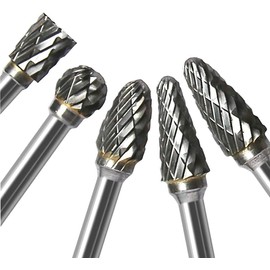 Double Cut Carbide Rotary Burr Set - 10 Pcs 1/8" Shank, 1/4" Head Length Tungsten Steel for Woodworking,Drilling, Metal Carving, Engraving, Polishing