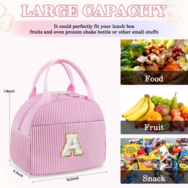YOOLIFE Insulated Lunchbox Bag - Initial Small Lunchbox Bag for Teen Girls Kids | Womens Lunch Bags for Work, Year Old Girl Birthday Gift for Girlfriend Daughter Friend Gifts for Women Her (Pink C)
