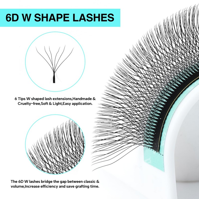 VAVALASH 6D W Shape Eyelash Extension 6D Premade Fans 0.07