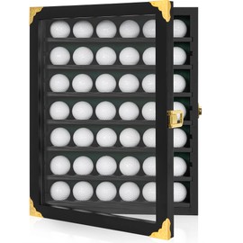 WELIDAY Golf Ball Display Case, 42 Golf Ball Holder, Present for Golf Enthusiasts Golf Ball Display Rack Cabinet for Wall Mount and Stand (2)