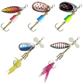 Inline Spinner Baits Kit, Metal Trout Bass Hard Lures for Freshwater Saltwater Fishing with Tackle Box (10pcs)