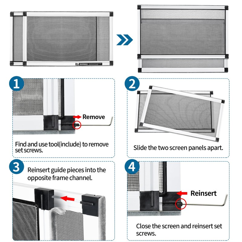 Yoochee Expandable Window Screen, 2 Pack Adjustable Window Screen (15"
