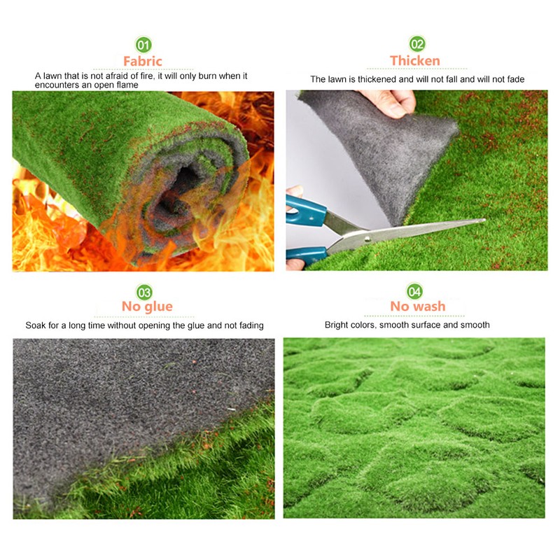 Artificial Moss Grass Carpet Realistic Artificial Green Lawn Straw Mat