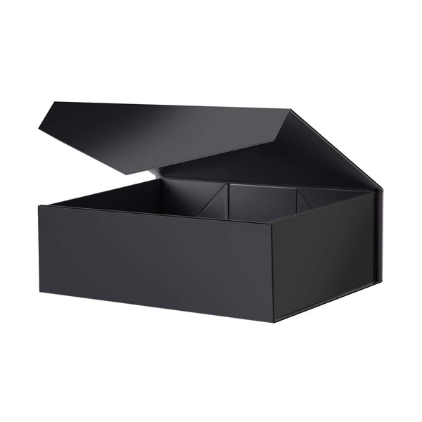 BLK&WH Large Gift Box 13.5x9x4.1 Inches, Black Collapsible Groomsman Gift