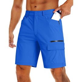 MAGCOMSEN Pantalones cortos tácticos para hombre con 5 bolsillos de secado rápido, protección solar, resistentes a desgarros, Azul brillante, 40